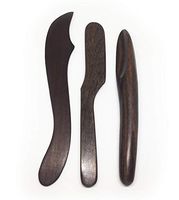 Pack 3 Horn, Knife, Curve Knife-Shape Gua Sha Scraping Massage Tool Body for Face Guasha Wooden Massagers Neck and Back Thai Set