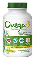 Ovega-3 Vegan Algae Omega-3 Daily Supplement | Supports Heart, Brain and Eye Health*|500 mg Omega-3s | 135 mg EPA + 270 mg DHA | Fish Oil Alternative | No Fishy Aftertaste | Vegetarian Softgels 60 CT