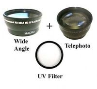 Wide Lens + TelePhoto + UV Filter Kit for JVC GY-HM150, JVC GY-HM150U, JVC GY-HM150E