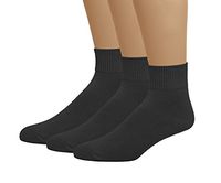 Classic Women's Diabetic Non-Binding Ankle Socks 3-Pack, Black, Size 9-11