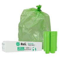 Reli. Biodegradable 16-25 Gallon Trash Bags (500 Count Bulk) Green Eco Friendly Garbage Bags 30 Gallon Strength, 20 gal, OXO-Biodegradable Under Certain Conditions (See Product Description)