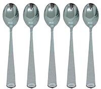 50 Silver Spoons Sturdy Durable Plastic Silverware Flatware. Elegant Disposable Silver Cutlery Set For Weddings, Parties, and Events.