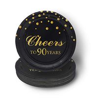 Pandecor 90th Birthday Party Supplies,50 PCS Cheers to 90 Years Disposable 7 Inch Paper Plates Dessert Plates for 90 Years Anniversary Party
