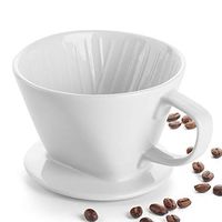 DOWAN Ceramic Coffee Dripper, Reusable Pour Over Coffee Dripper, White