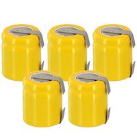 5x Exell 1/3AA NiCD 200mAh 1.2V Flat top Rechargeable Battery with Tabs