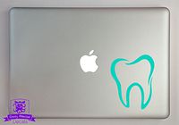 Overly Attached Decals Molar Tooth Vinyl Decal Sized to Fit A 11" Laptop - Mint