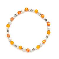 Cats Eye Orange and White Magnetrim Stretch Anklet (10")