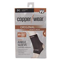 Copper Wear Supportive Athletic Compression Ankle Sleeve, Size M, Black