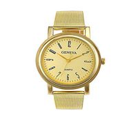 YunhuiM⌚Geneva Womens Watch Classic Quartz Stainless Steel Mesh Belt Wrist Watch Precise Dial (Gold)