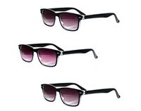 3 Pair of Wayfarer"The Summerville" Full Reading Sunglasses - Outdoor Reading Sunglasses NOT Bifocals - Soft Pouches Included (Black, 1.25)