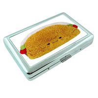 Taco Em1 Hip Silver Cigarette Case Id Holder Metal Wallet 4" X 2.75" RFID Protection