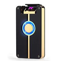 Electric Double Arc Lighter Windproof Flameless Led Light Button USB Rechargeable Cigarette Lighter, D