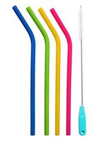 Housavvy Kids Silicone Straws with Cleaning Brush, 4 Pack