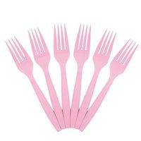 JAM PAPER Big Party Pack of Premium Plastic Forks - Pink - 100 Disposable Forks/Box