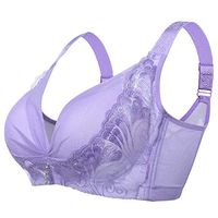 Theoylos Womens Bralette Push Up V Neck Bra Ladies Comfort Wire Free Underwear Soft Seamless Bra Everyday Bra Purple