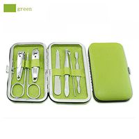 JIAHAO Popular 7pcs Personal Manicure & Pedicure Manicure Set Nail Care Clippers Scissors Travel Grooming Kits Case (Green)
