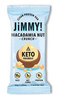 Jimmy! Keto Bar, Delicious Protein Snack for Keto Diet, High Fats - 15g Fat, Low Carb - 5g Net Carbs, 9g Protein, Gluten Free, Macadamia Nut Crunch - with Coconut Oil and Sea Salt, Single Sample Bar