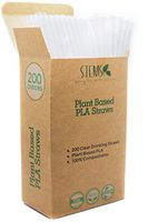 STEMS 200 Clear Drinking Straws - 100% Compostable Plant Based PLA - Eco-Friendly and Biodegradable Alternative to Plastic Straws