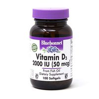 Bluebonnet Nutrition Vitamin D3 2000 IU Softgels, Aids in Muscle and Skeletal Growth, Cholecalciferol from Fish Oil, Non GMO, Gluten Free, Soy Free, Dairy Free, 100 Softgels
