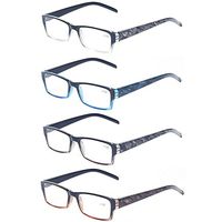 Reading Glasses 4 Pairs Fashion Spring Hinge Readers Great Value Quality Glasses (4 Pack Mix Color, 1.25)
