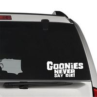 GottaLoveStickerz Goonies Never Say Die Permanent Vinyl Decal Sticker for Laptop Tablet Helmet Windows Wall Decor Car Truck Motorcycle - Size (05 Inch / 13 cm Wide) - Color (Gloss White)