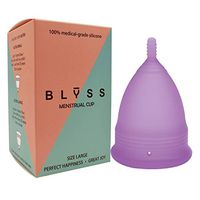 BLYSS Menstrual Cup - Soft, Flexible, Comfortable, Reusable Period Cup with Easy Removal Stem and Storage Bag - Leak Proof, BPA Free Medical Grade Silicone Menstruation Cups (Purple, Large)