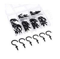 1 inch Cup Hooks Ceiling Hooks Nickel Plated Metal Hook Holder Black 50