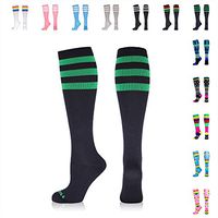 NEWZILL Compression Socks (20-30mmHg) for Men & Women, BEST Graduated Athletic Fit for Running, Nurses, Shin Splints, Flight Travel & Pregnancy. Boost Circulation (Stripes Black/Green, Medium)