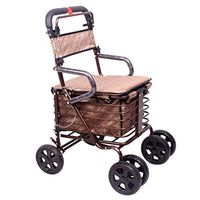 TYJ-USA Walker Old Shopping cart Folding can sit on The Elderly Trolley Walker Travel Shopping cart with seat Wheel Shopping cart (Color : Brown, Size : 9047cm)