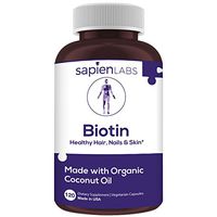 Biotin - Made in USA - 10,000mcg Coconut Oil – Premium Vegetarian Supplement by Sapien Labs (120 Pill Count)