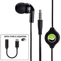 Retractable Hands-free MONO Headset Earphone w Mic TYPE-C Audio Adapter Peemium Sound Headphone Converter Single Earbud for Verizon Motorola Moto Z Play Droid - Verizon Motorola Moto Z2 Force