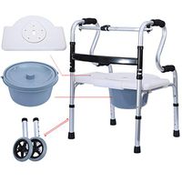 Folding Commode Chair and Toilet Surround, Compact Seniors Walker, Old Man Walker Disabled Rehabilitation Equipment