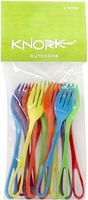 Knork Outdoor Lunch Set Plastic Fork Utensils, 12 Piece, Red/Green/Blue