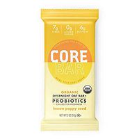 CORE Foods Organic Overnight Oat Bar + Probiotics, Gluten Free, non-GMO, Vegan, Kosher, Prebiotics, Lemon Poppy Seed, 2 oz, 16 Refrigerated Bars