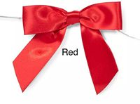 Pre-Tied Satin Gift Bows - Red 3" Pre-Tied Satin Bows with 5" Twist Ties~ 7/8" Ribbon (12 Packs; 12 Bows) - WRAPS-26112