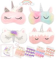 Unicorn Sleeping Mask, 4 Pack Soft Plush Blindfold Cute Unicorn Horn Sleep Mask, 4 Unicorn Hair Ties Elastic Hair Ties, Eye Mask Cover for Girls Women Kids, Cute Unicorn Eye Mask