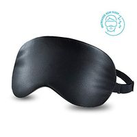 Natural Silk Eye Mask for Sleeping, Sleep Eye Mask for Women and Men, Blindfold with Adjustable Strap, Eye Cover for Night Sleeping, Travel, Nap, Meditation, Black