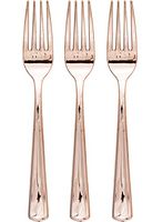Creative Converting 315135 Metallic Plastic Forks, Rose Gold, 24 ct