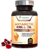 Antarctic Krill Oil Supplement 1000mg Extra Strength Krill w/Omega 3, EPA, DHA & Astaxanthin - Made in USA - Heart & Joint Support, Non-GMO, No Fishy Aftertaste for Men Women - 120 Softgels