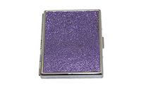 Purple Glitter Compact (9 100s) Metal-Plated Cigarette Case & Stash Box