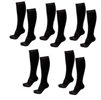ASRocky Graduated Compression Socks Anti-Fatigue Antimicrobial Calf High Below Knee Mens Womens Sock Leg Foot Ankle Heel Support Pain Relief Stockings Reduce Swelling (5 Pair, Lg/XL, Black)