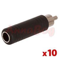10x 1-RCA Male Plug to 1/4" 6.35mm Stereo Jack Splitter Audio Cable Adapter Lot