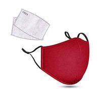 Reusable Cotton Protective Face Cover with 2pcs PM2.5 Filter Cloth, Washable Anti Dust Face Mouth Protection Adult Face Covers (Red)