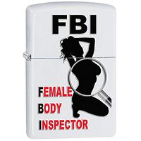 FBI Female Body Inspector Sexy Lady Silhouette White Zippo Lighter