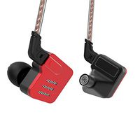 LINSOUL KZ BA10 5BA Balanced Armatures HiFi Stereo in-Ear Earphone IEM with Aluminum Alloy Case, 0.75mm 2 pin Cable (Without Mic, Black&Red)