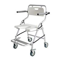 White Elderly with Armrests Commode Chair, Easy to Use,Store and Clean, Household Durable Portable Foldable Commode Chair