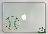 Baseball Vinyl Decal Sized To Fit A 11" Laptop - Green