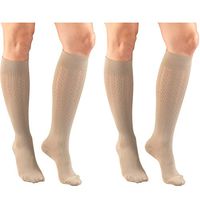 Truform Women's Fit Compression Socks, Cable Knit Pattern, 15-20 mmHg, Tan, Small (Pack of 2)