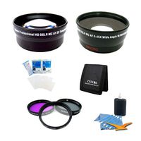 Special 58 mm Lens & Filter 8 pc kit UV, Polarizer & FLD Deluxe Filter Wide Angle Lens w/Macro Telephoto Lens Converter Lens Cleaning Kit Screen Protectors Card Wallet Nikon, Canon, Sony DSLR Cameras