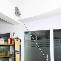 Microfiber Duster with Stainless Steel Extension Pole - Extendable Duster for Cleaning High Ceiling Fan, Interior Roof, Cobweb, Gap Dust, Extra Long 111 inches